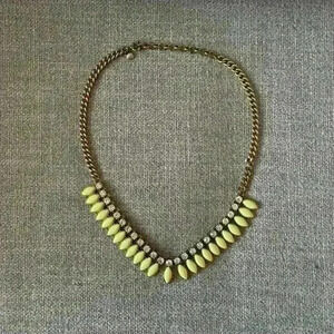 J Crew | Bronze and green  rhinestone & stone necklace